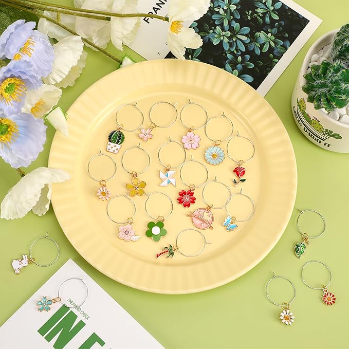 SANNIX Spring Floral Wine Charms - Image 3