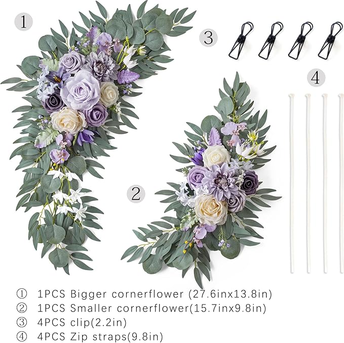 ponatia Wedding Arch Flowers, Artificial Purple Flowers - Image 4
