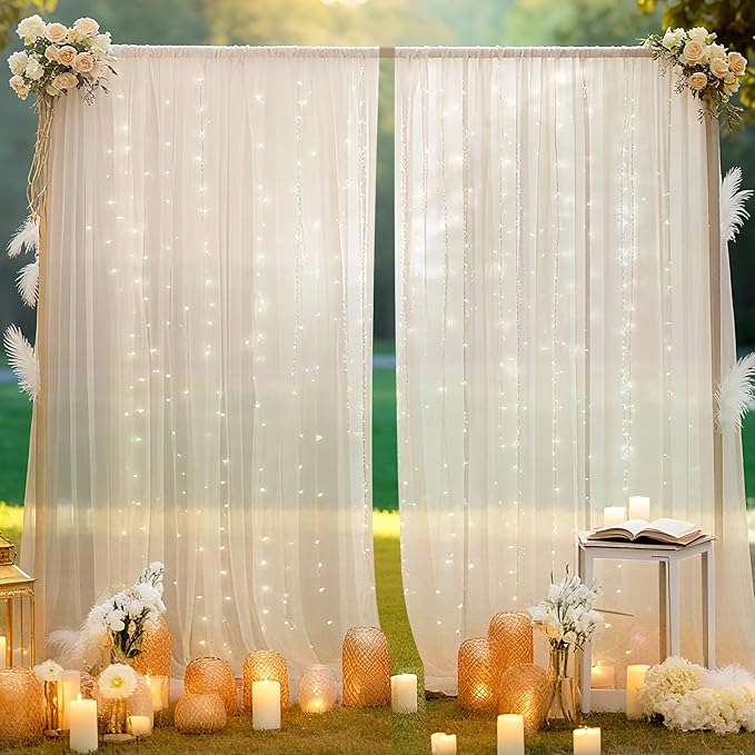 10×8ft Tulle Backdrop Curtains by Ledido