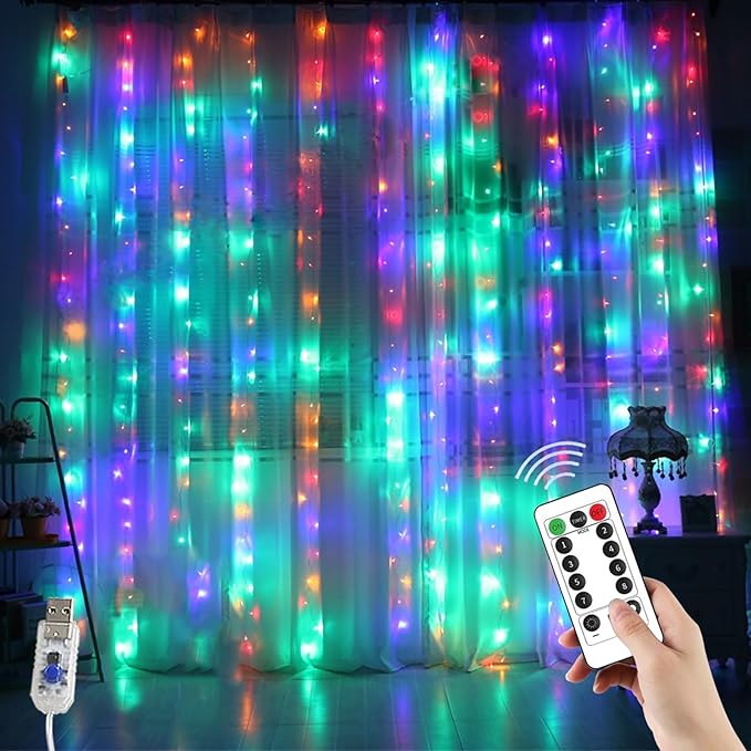 YEOLEH String Lights Curtain, USB Powered Fairy Lights by YEOLEH