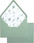 PONATIA 50PCS A7 Euro Flap Envelope, 5.25 x 7.25'' Sage Green Flowers Liner by ponatia