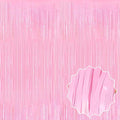 6 Pack Macaron Pink Foil Fringe Curtains Backdrop, 3.28 x 8.2 Ft Metallic by LANTIANCHEN