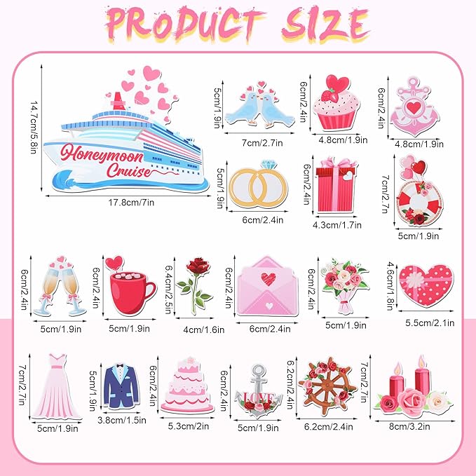 Oudain 19 Pcs Honeymoon Cruise Door Decorations Wedding Cruise Door Magnets - Image 2