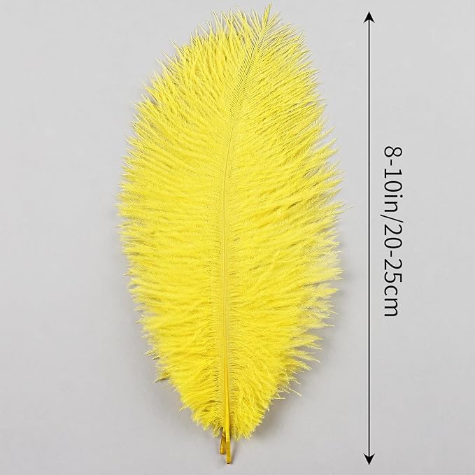 THARAHT Yellow Ostrich Feathers 24pcs Natural Bulk 8-10Inch 20cm-25cm - Image 2