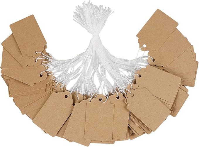 Uniclife 200 Pcs Writable Brown Kraft Paper Tags, 1.8" x 1.05" by UnicLife