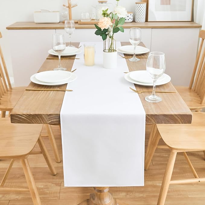 2 Pack White Table Runner 12 x 90 Inch Solid Color Farmhouse Runners Coffee - Image 3