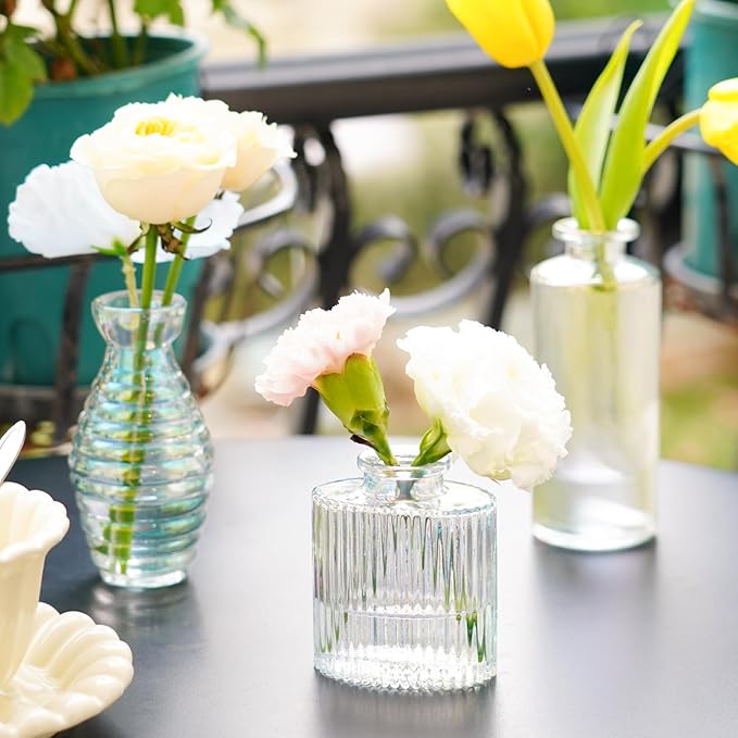 Bud Vases Set of 12, Iridescent Glass Vase - Image 7