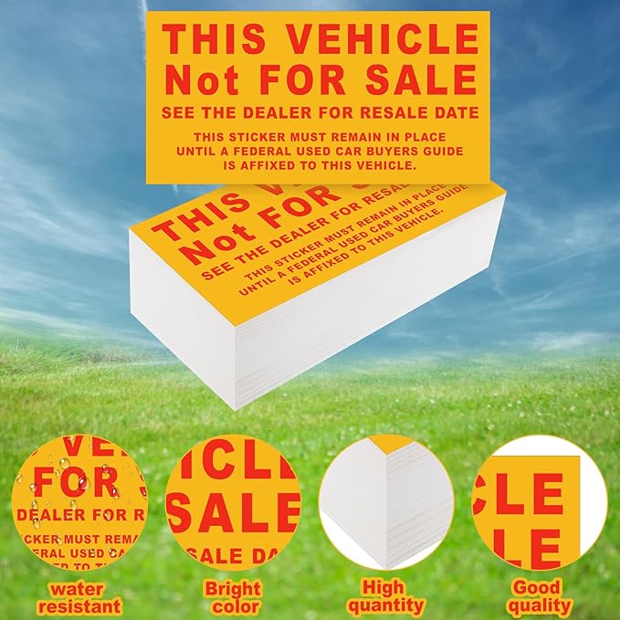 500 Pcs Car Dealership Supplies This Vehicle Not - Image 3