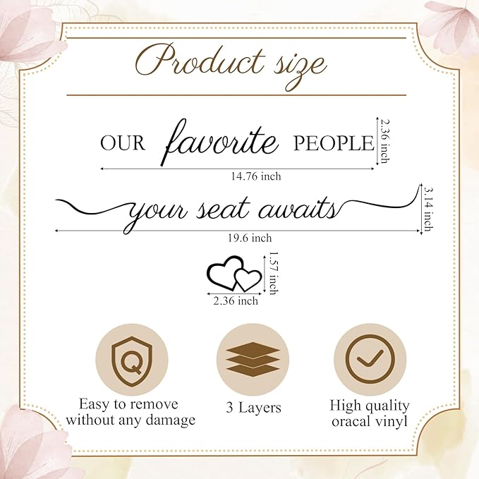 3 Pcs Wedding Seating Chart Decal Stickers DIY Our Favorite People Your Seat - Image 2