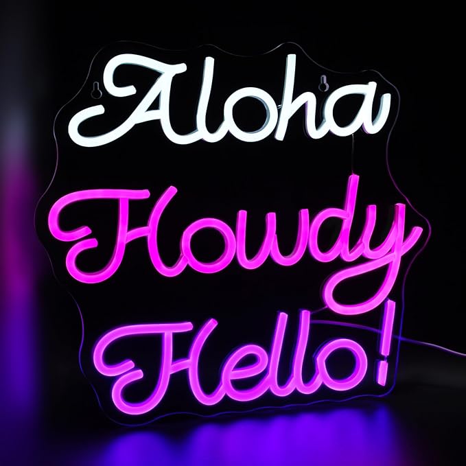 Aloha Howdy Hello Neon Signs for Wall Decor LED Neon Sign for Room Neon Light - Image 8