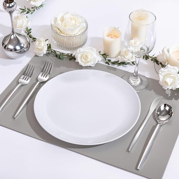 PULOTE 300PCS Silver Plastic Silverware Disposable - Image 6