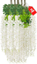 12 Pack White Wisteria Hanging Flowers, 3.44 Ft Fake Hanging Flowers, by ZEBMOON