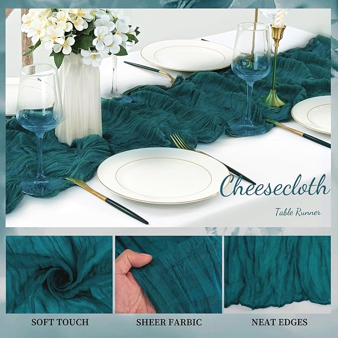 12 Pack Teal 10FT Cheesecloth Table Runner Rustic Gauze Cheese Cloth Table - Image 3