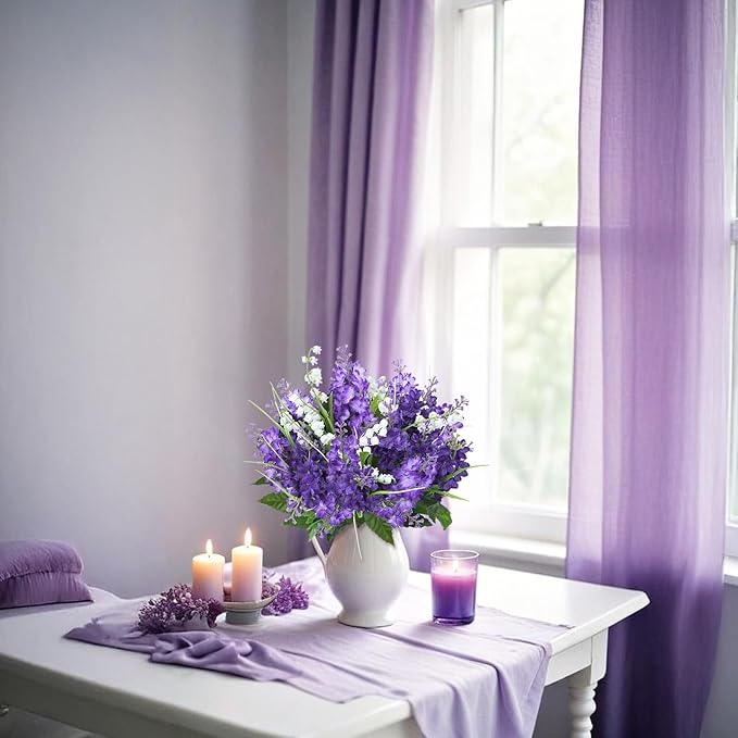 10Pcs Lilac Flowers Artificial Bouquet Fake Purple Flowers Faux Lilacs Mix Bush - Image 5