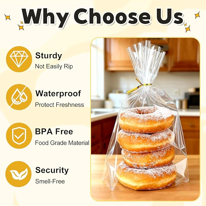 PigPotParty Cellophane Bags 8"x11", 100 Pack Clear Gift Bags, 3.15" Bottom - Image 7