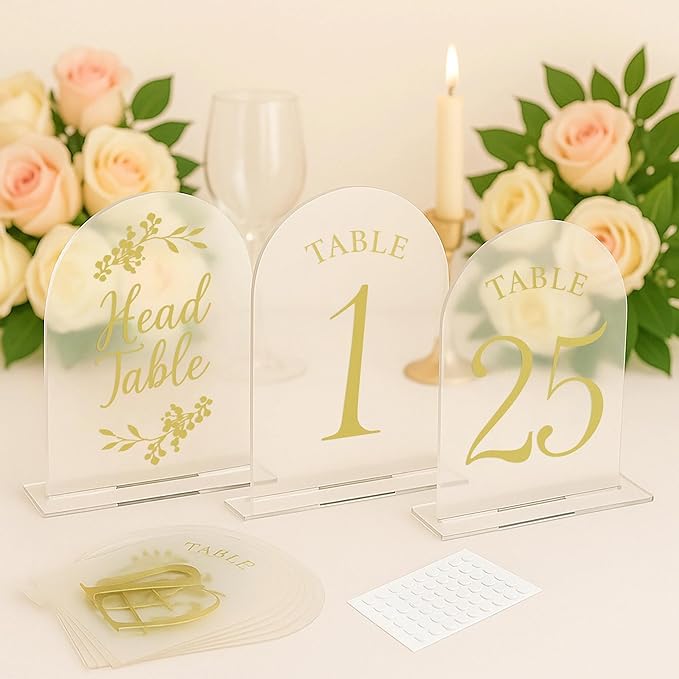 Wedding Table Numbers 1-25 Clear Acrylic Seating Number Signs by EliteSign