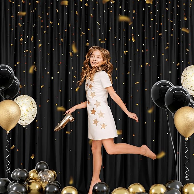 Sugargirl 10x10FT Black Backdrop Curtains Polyester Photo Backdrop Drapes - Image 9