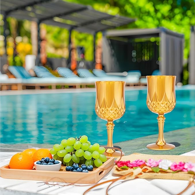 JLYLOL Plastic Vintage Wine Glasses 7OZ Plastic Goblets Vintage Drinking - Image 5