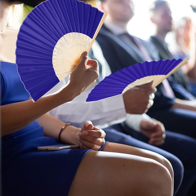Aneco 18 Pieces Handheld Fans Cloth Hand Fans Bamboo Folding Fans - Image 6