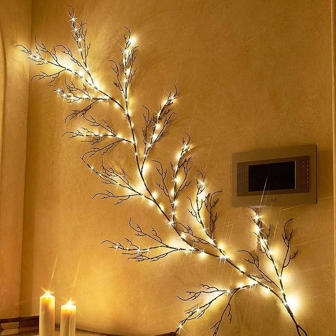 LITBLOOM Brown 6FT 120 LED Fairy Lights Plug in Willow Vine Garland - Image 6