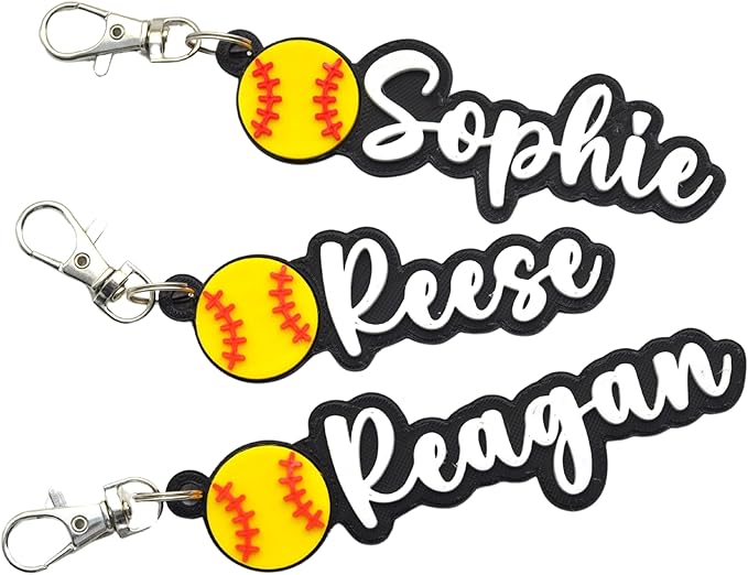 Personalized Softball bag tag for water bottles, and softball bags. Custom by JJCuties