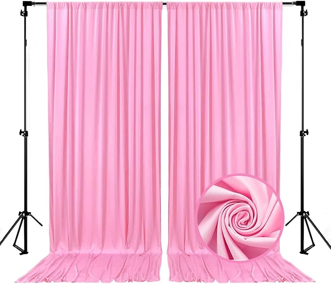 10 x 7 Feet Pink Backdrop Curtain by ZEBMOON