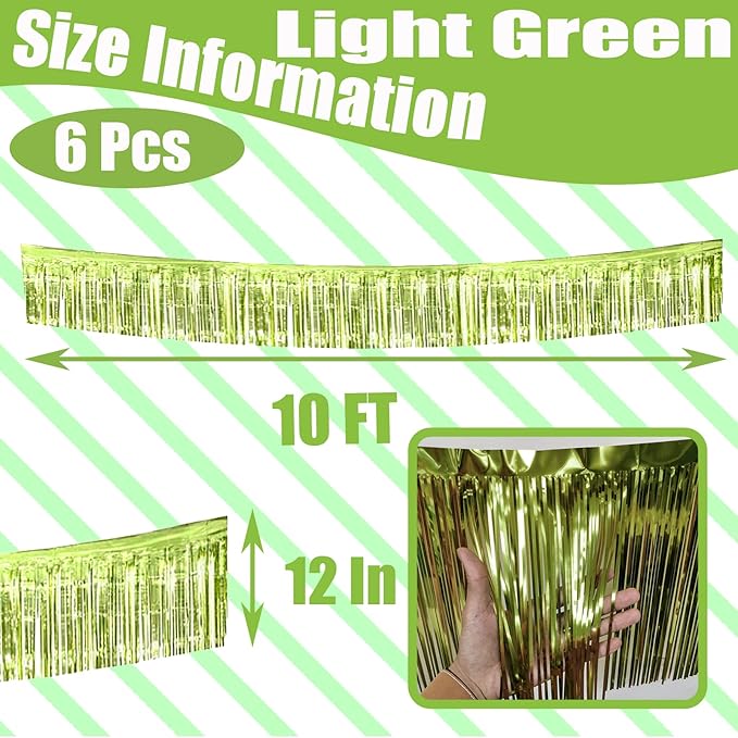 6 Pack 10 Feet Foil Fringe Garland Metallic Tinsel Streamers Banner Wall - Image 2