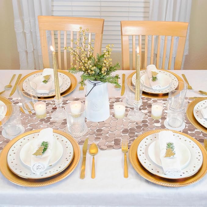 VHH Sequin Table Runner 12 x 108 inches Rose Gold Table Runner, Glitter Runner - Image 8