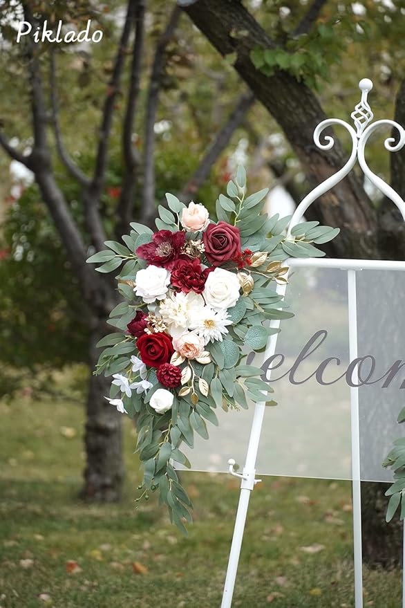 Faux Flower Swag Set of 2 for Wedding Welcome Signs Floral Swag Wedding - Image 4