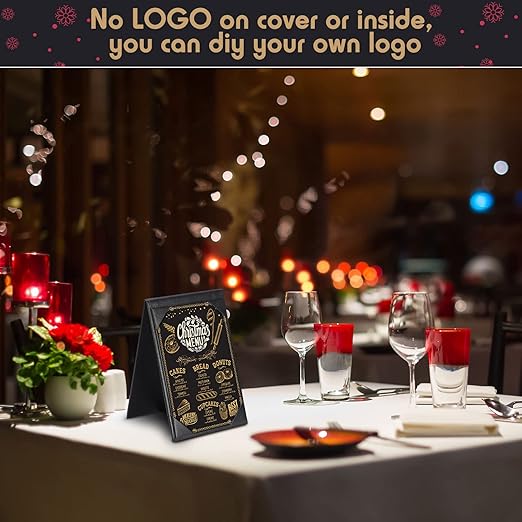 Gerrii Leatherette Table Tents Black PU Leather Menu Covers Bulk Double Sided - Image 5