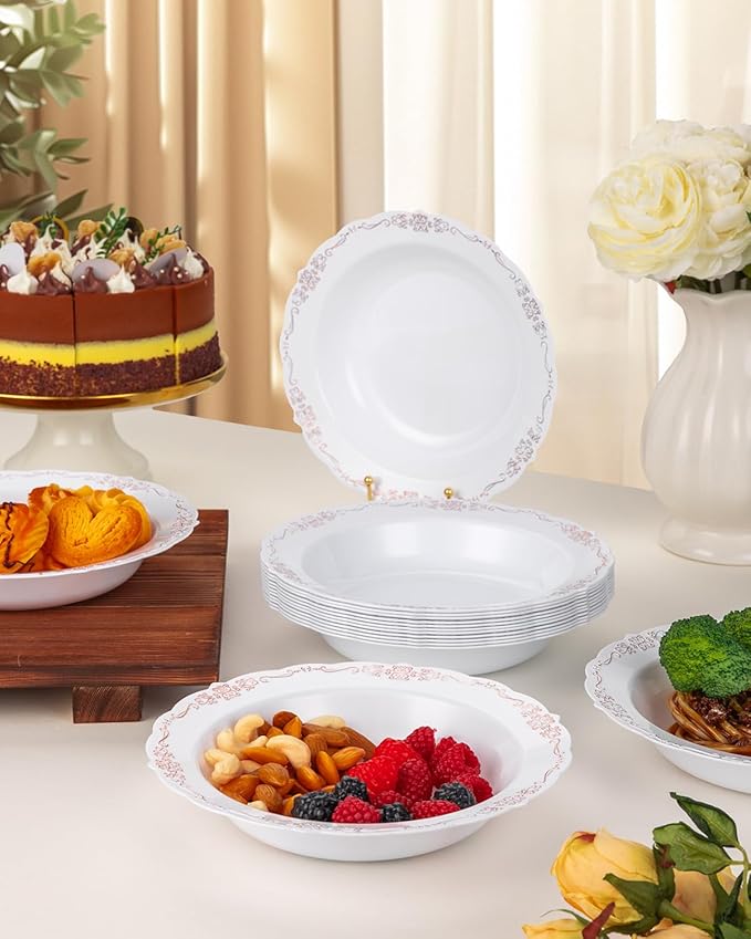 50 Pack White Plastic Bowls - Image 6