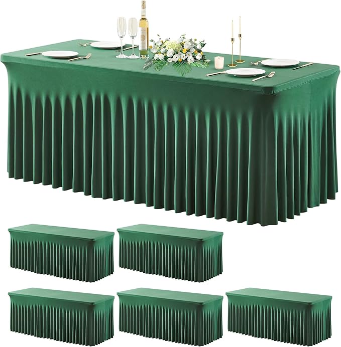 Wish Care 6 Pack Hunter Green Spandex Table Clothes by WishCare