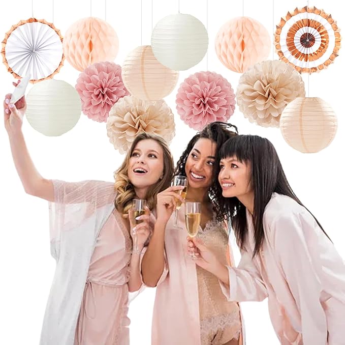 Pink Champagne-Beige Rose-Gold Boho Party-Decorations - Image 6