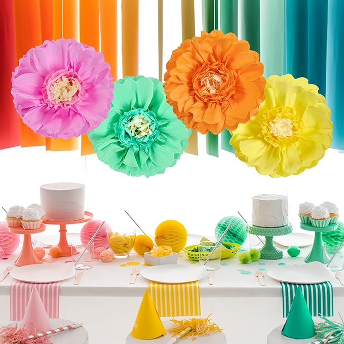 SUNBEAUTY Giant Colorful Paper Flowers Party Decorations 20" Large Fiesta - Image 4