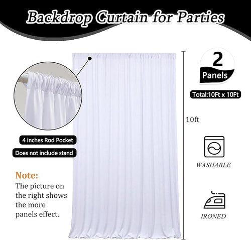 10 x 10 Feet White Backdrop Curtain - Image 2