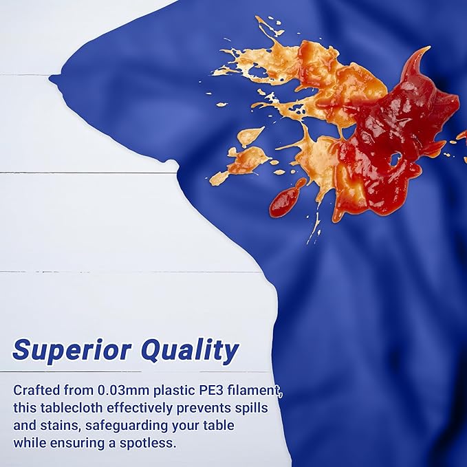 QZYL 4 PCS Blue Tablecloth, 54 x 108 Inches Plastic Table Cloth Disposable - Image 4