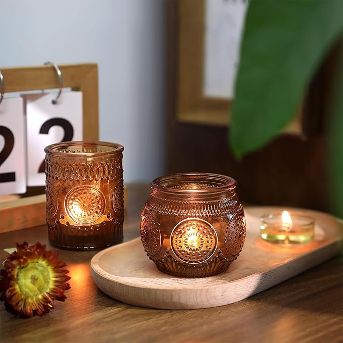 DARJEN 24Pcs Amber Votive Candle Holders - Image 4