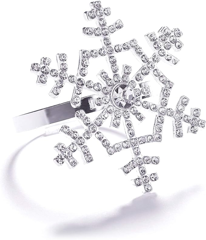 Halatool Set of 6 Christmas Rhinestone Snowflake Napkin Rings by HALATOOL