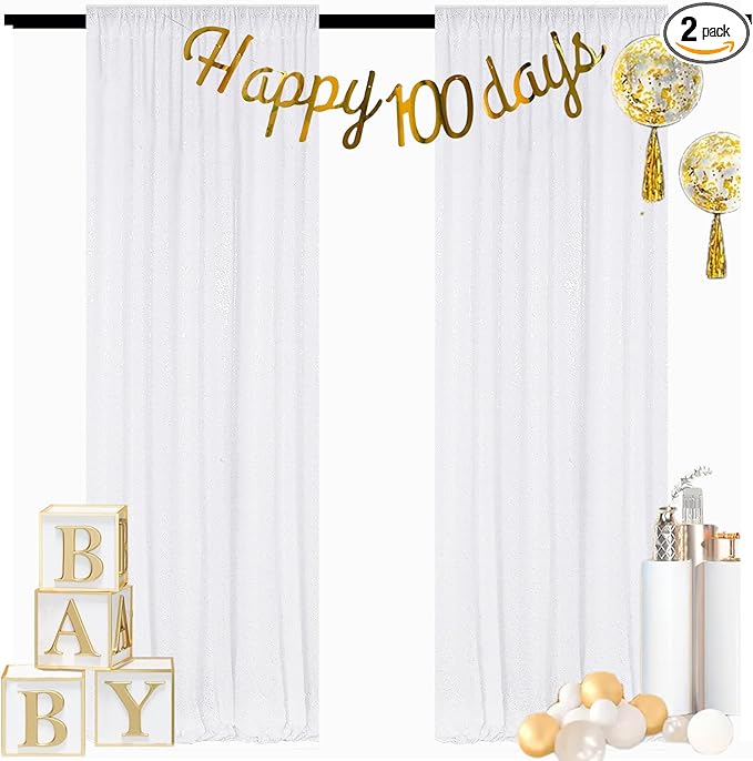 ShinyBeauty 2-Pack Sparkling Sequin Backdrop 4x7FT by ShinyBeauty