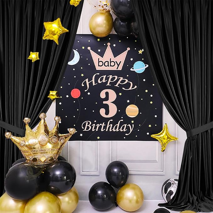Sugargirl 10x10FT Black Backdrop Curtains Polyester Photo Backdrop Drapes - Image 3