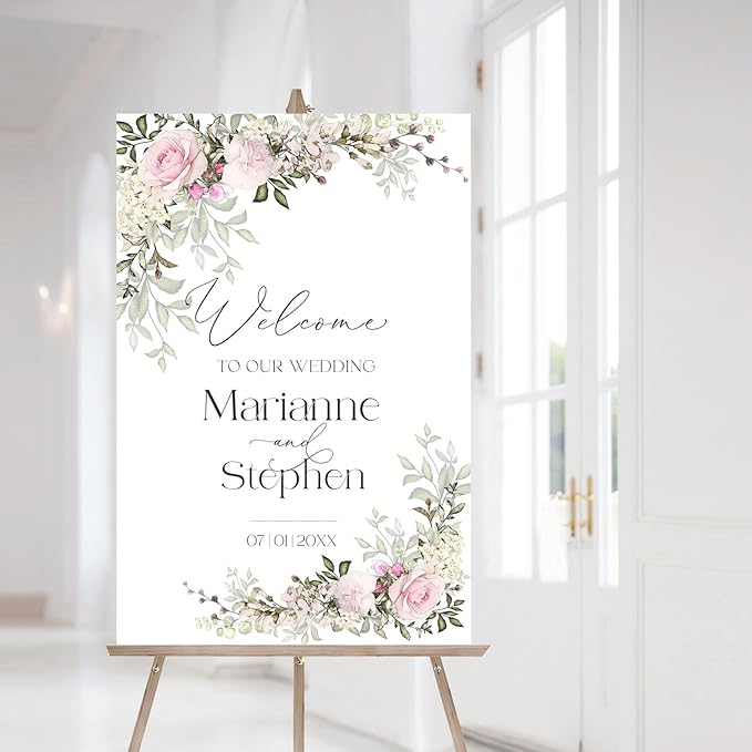 Personalized Wedding Welcome Sign, Flowers Wedding Welcome Sign, Wedding - Image 2