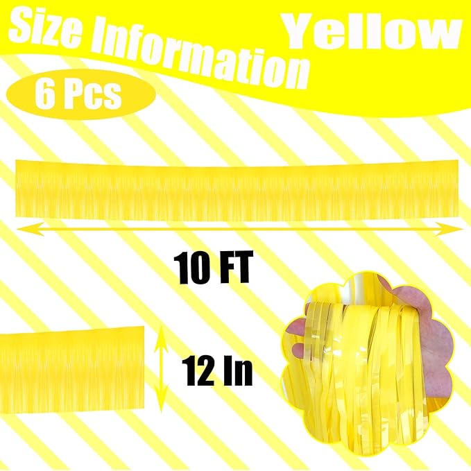 6 Pack 10 Feet Foil Fringe Garland Metallic Tinsel Streamers Banner Wall - Image 2