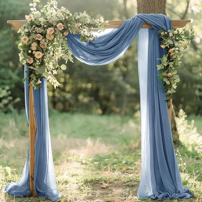 Dusty Blue Fall Elegant Arch Draping Fabric Outdoor 1 Panel 29" × 20Ft Sheer - Image 5