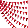 30Ft Red Party Decorations Glitter Metallic Paper Triangle Banner Flag Pennant by pinkblume