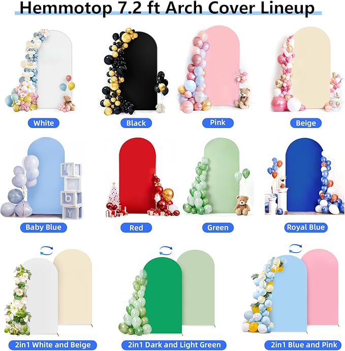 HEMMOTOP 7.2 ft Arch Backdrop Cover, Fabric Stretchy Background - Image 9