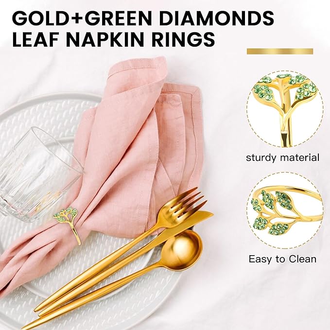 Gold Napkin Rings Set of 10, Napkin Rings Holder Buckles, Thanksgiving - Image 5