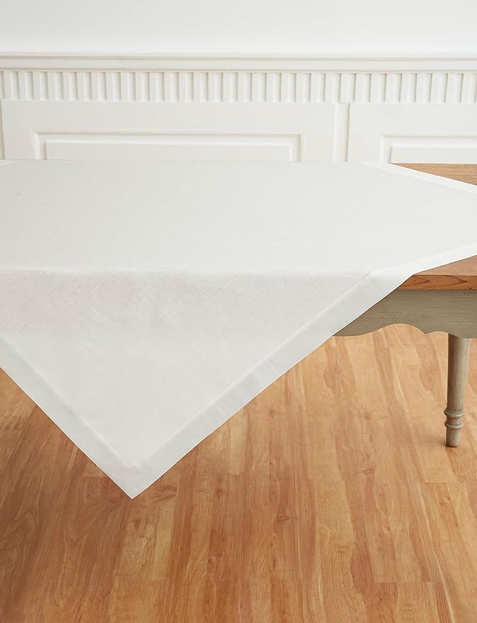 Solino Home Linen White Square Tablecloth 52 x 52 Inch - Image 5