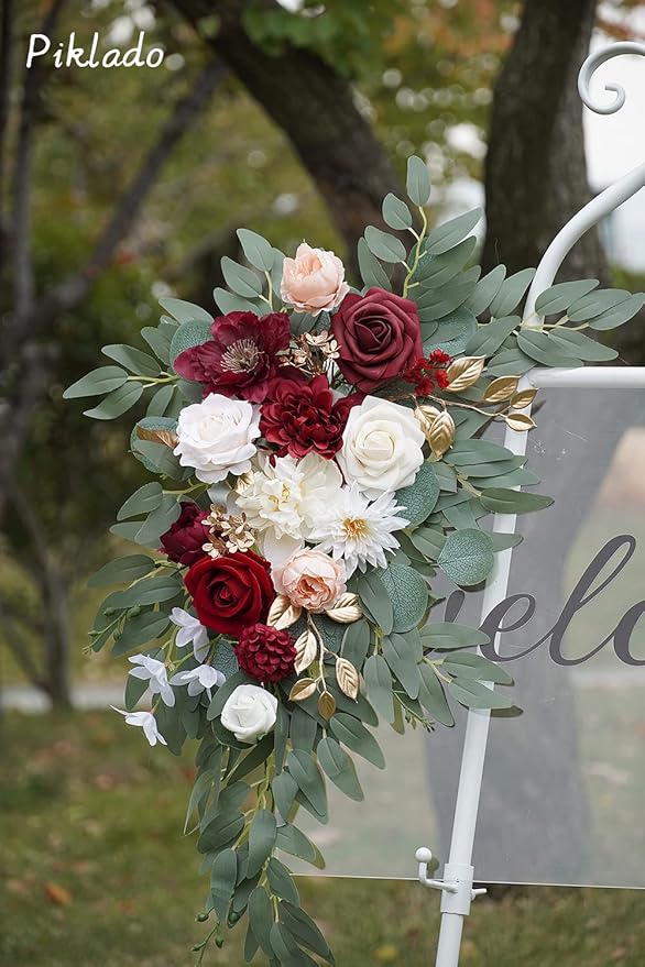 Faux Flower Swag Set of 2 for Wedding Welcome Signs Floral Swag Wedding - Image 7