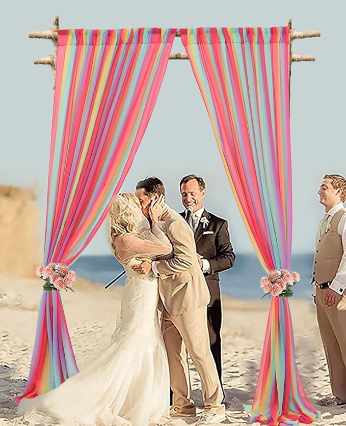 DUOBAO Rainbow Chiffon Wedding Arch Decor - Image 5
