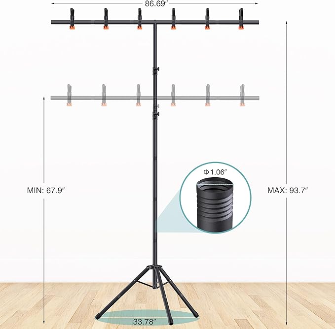 T-Shape Backdrop Stand 8x7.2FT, Height and Width Adjustable Background Stand - Image 5